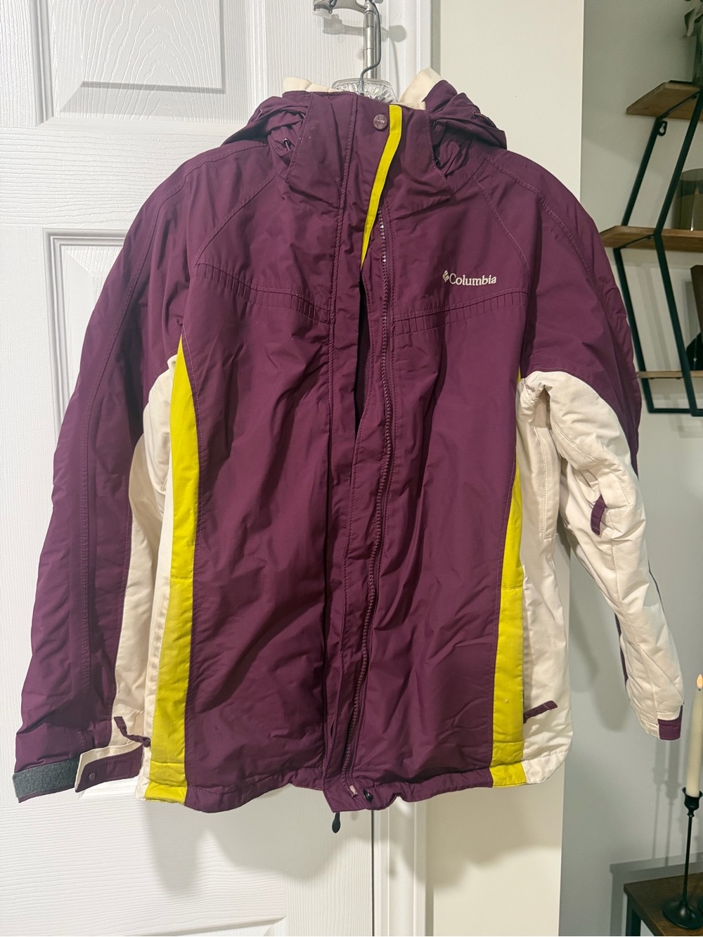 Columbia Purple, Yellow & Cream Hooded Ski Jacket